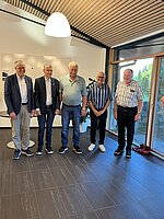 Det nye præsidie: Past præsident Asbjørn Kristensen Præsident Christian Stensgård Vicepræsident Ole Hansen Skatmester John Jakobsen Sekretær Poul Jakob Kragh